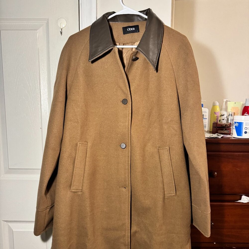 Brand: Cider Size: Large (fits oversized) Color: Warm Camel / Neutral beige